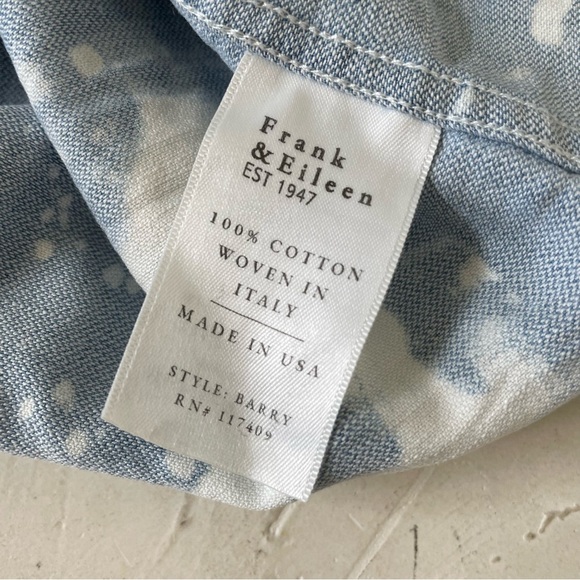 FRANK & EILEEN  Eileen Bleach Splatter Denim Button-Up Shirt Splatter Size XS - Picture 11 of 12